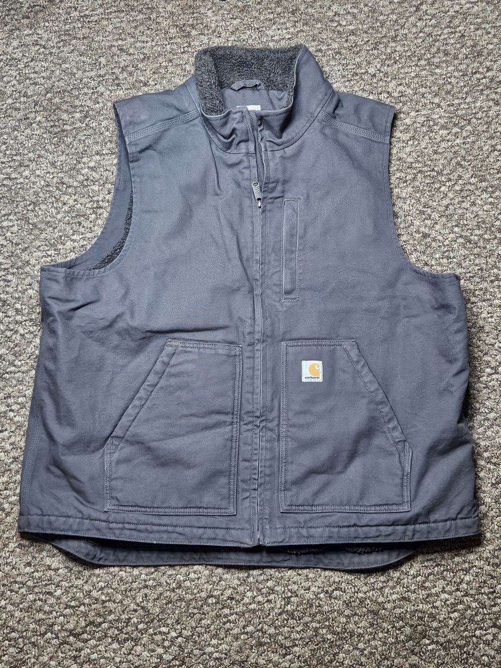 Carhartt Men's XL Washed Duck Sherpa-Lined Work Vest in Charcoal